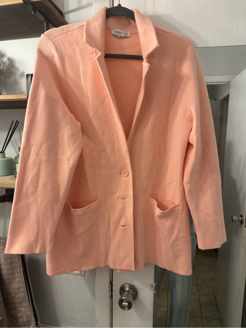 Coldwater Creek Knit Peach Open-Front Blazer Jacket